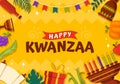 Happy Kwanzaa Vector Illustration with Mazao, Zawadi, Mkeka, Kinara, Gifts, Cup, Candles in Traditional Holiday African Symbol