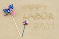 Happy Labor day background on the beach Royalty Free Stock Photo