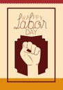 Happy labor day card with hand fist