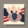 Happy labor day card with hands fist