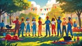 Happy Labor Day Celebration with Diverse Workers in Park Royalty Free Stock Photo