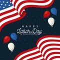 Happy labor day celebration with usa flag and balloons helium Royalty Free Stock Photo