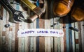 Happy Labor day concept for greeting card or background. Royalty Free Stock Photo