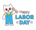 Happy Labor Day cute cat worker