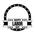 Happy labor day emblem in black and white