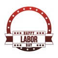 Happy labor day emblem red lines