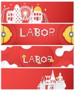 Happy Labor day of every country of the world. Bundle of template design for banner, poster, cover, advertisement, website. Vector