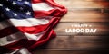 Happy Labor Day greeting banner. America flag on wooden. Labor day banner Royalty Free Stock Photo