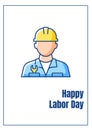 Happy labor day greeting card with color icon element Royalty Free Stock Photo