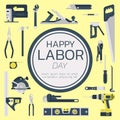 Happy labor day greeting card concept illustration on yellow Royalty Free Stock Photo