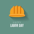 Happy Labor day Greetings Cards design Poster, banner, brochure, flyer. Flat style construction helmet with long shadow Royalty Free Stock Photo