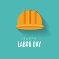 Happy Labor day Greetings Cards design Poster, banner, brochure, flyer. Flat style construction helmet with long shadow Royalty Free Stock Photo