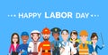 Happy labor day group of different profession people banner Royalty Free Stock Photo