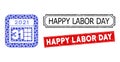 Happy Labor Day Grunge Seal Stamps with Bacilla Stencil Mosaic 2021 Last Day