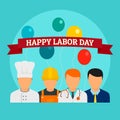 Happy labor day holiday background, flat style