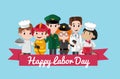 Happy labor day postcard template