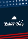 Happy Labor Day poster. Template design with american flag decoration, celebrating USA workers