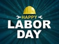 Happy Labor day poster with yellow safety helmet. Royalty Free Stock Photo