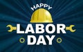 Happy Labor day poster with yellow safety helmet. Royalty Free Stock Photo