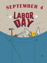 Happy Labor Day September 4th celebration concept with Labor Day equipment in poster design vector illustration. Royalty Free Stock Photo