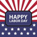 Happy Labor Day USA retro vintage poster with rays and stars. American flags patriotic background illustration Royalty Free Stock Photo