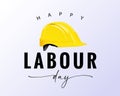 Happy Labour Day card with yellow helmet