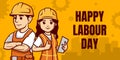 Happy labour day cartoon Vector illustration