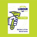 Happy Labour day design with green and blue theme vector with co