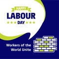 Happy Labour day design with green and blue theme vector with co