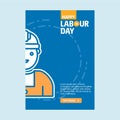 Happy Labour day design with vintage theme blue and orange with