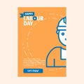 Happy Labour day design with vintage theme blue and orange with