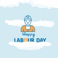 Happy Labour day design with vintage theme blue and orange with