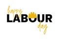 Happy Labour Day, lettering 1st may with yellow helmet. Labour Day banner background. International Workers day illustration for Royalty Free Stock Photo