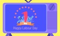 Happy labour day 1 may. tune your vacation time channel.engineering design concept with screwdriver wrench ruler vernier caliper