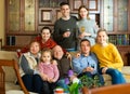 Happy large family gathered in parental home Royalty Free Stock Photo