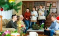 Happy large family gathered in parental home Royalty Free Stock Photo