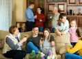 Happy large family gathered in parental home Royalty Free Stock Photo