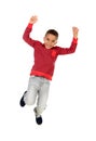Happy latin child jumping isolated