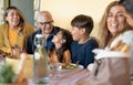 Happy Latin family having fun lunching at home Royalty Free Stock Photo