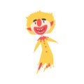 Happy laughing clown jumping colorful cartoon character vector Illustration