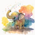 happy laughing elephant . Style of a children book generative AI