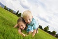 Happy laughing Kids Playing Outdoors Royalty Free Stock Photo