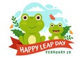 Happy Leap Day Vector Illustration on 29 February with Jumping Frogs and Pond Background in Holiday Celebration Flat Cartoon