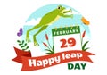 Happy Leap Day Vector Illustration on 29 February with Jumping Frogs and Pond Background in Holiday Celebration Flat Cartoon Royalty Free Stock Photo