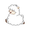 Happy leaping fluffy white alpaca, sheep, llama animal cartoon isolated on brown background