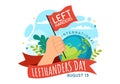 Happy LeftHanders Day Celebration Vector Illustration with Raise Awareness of Pride in Being Left Handed in Flat Cartoon