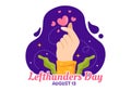 Happy LeftHanders Day Celebration Vector Illustration with Raise Awareness of Pride in Being Left Handed in Flat Cartoon