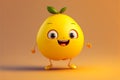 Happy lemon cartoon character, Generative AI Royalty Free Stock Photo