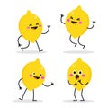 Happy lemon characters dancing and smiling