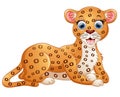 Happy leopard cartoon lay down Royalty Free Stock Photo